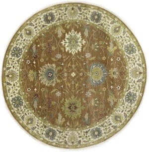 Rust Orange Floral 10X10 Osh Chobi Oriental Round Rug: Title:Rust Orange Floral 10X10 Osh Chobi Oriental Round Rug Description: Hand-knotted in India using traditional weaving techniques Transitional design with an elegant floral motif Rust orange,