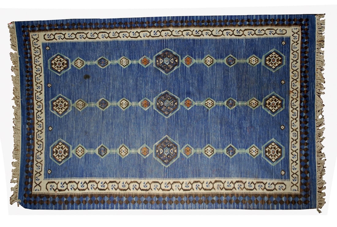 Handmade antique Indian Dhurri kilim 5.7' x 8.8' (174cm x 268cm) 1930s (1 of 8)