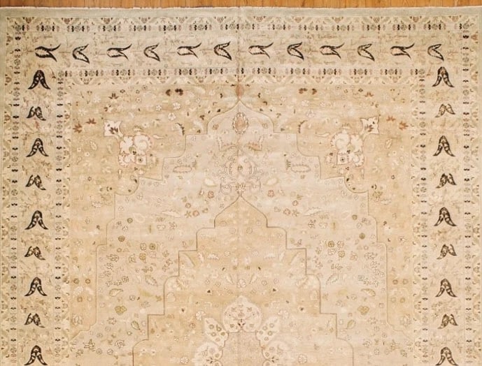 Hand Knotted Indo-Persiann Ivory Wool Oriental Area Rug Carpet 12'1" x 17'9" - 4