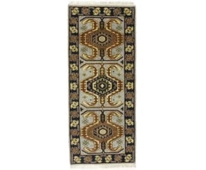 Light Gray Geometric 3X6 Heriz Serapi Oriental Rug: Title:Light Gray Geometric 3X6 Heriz Serapi Oriental Rug Description:Handmade 3X6 red Oriental rug made with vegetable dyes (fine wool pile and cotton foundation), superior knot