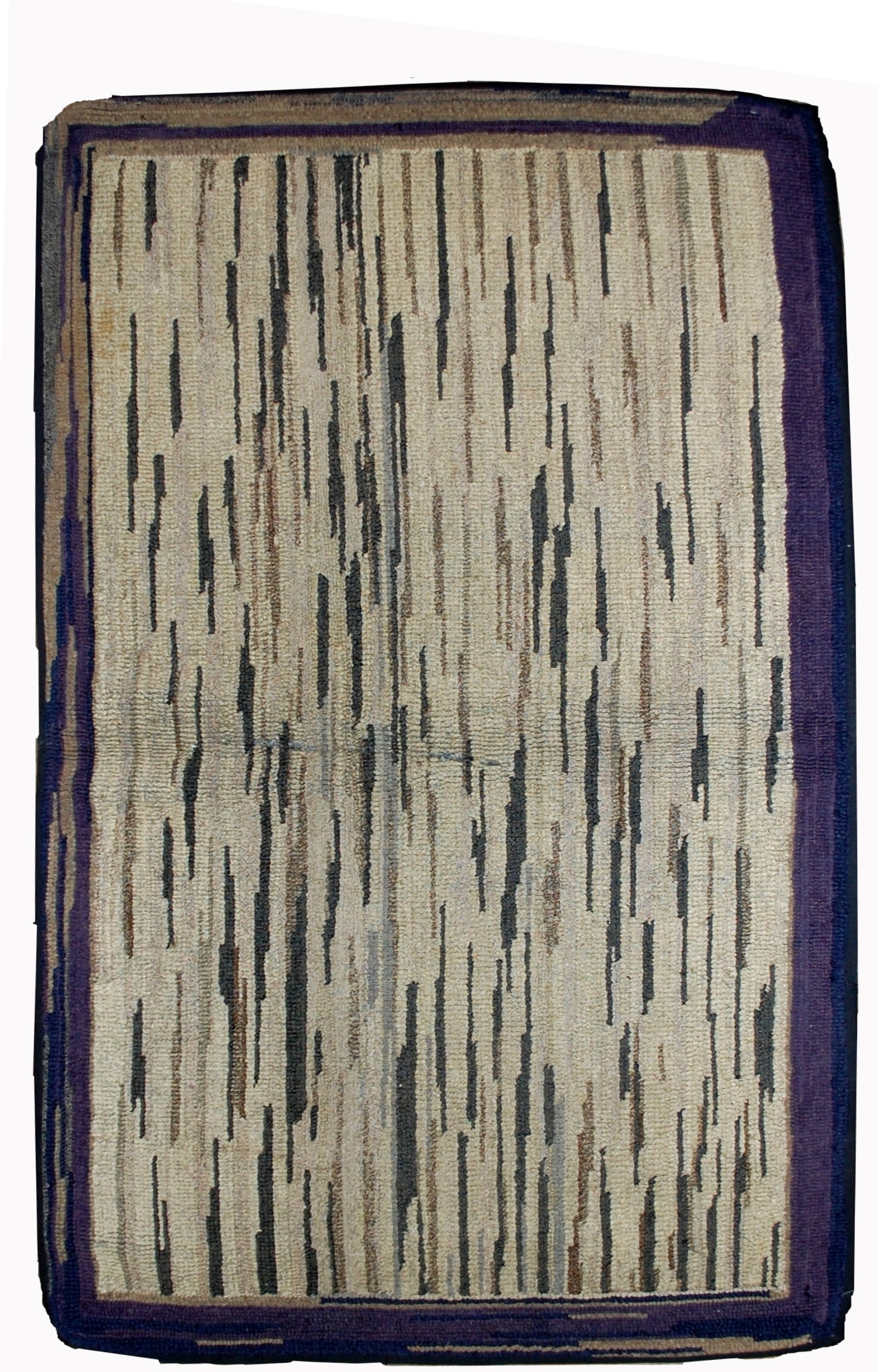 Handmade antique American hooked rug 3.1' x 5.2' ( 94cm x 158cm ) 1900s (1 of 6)