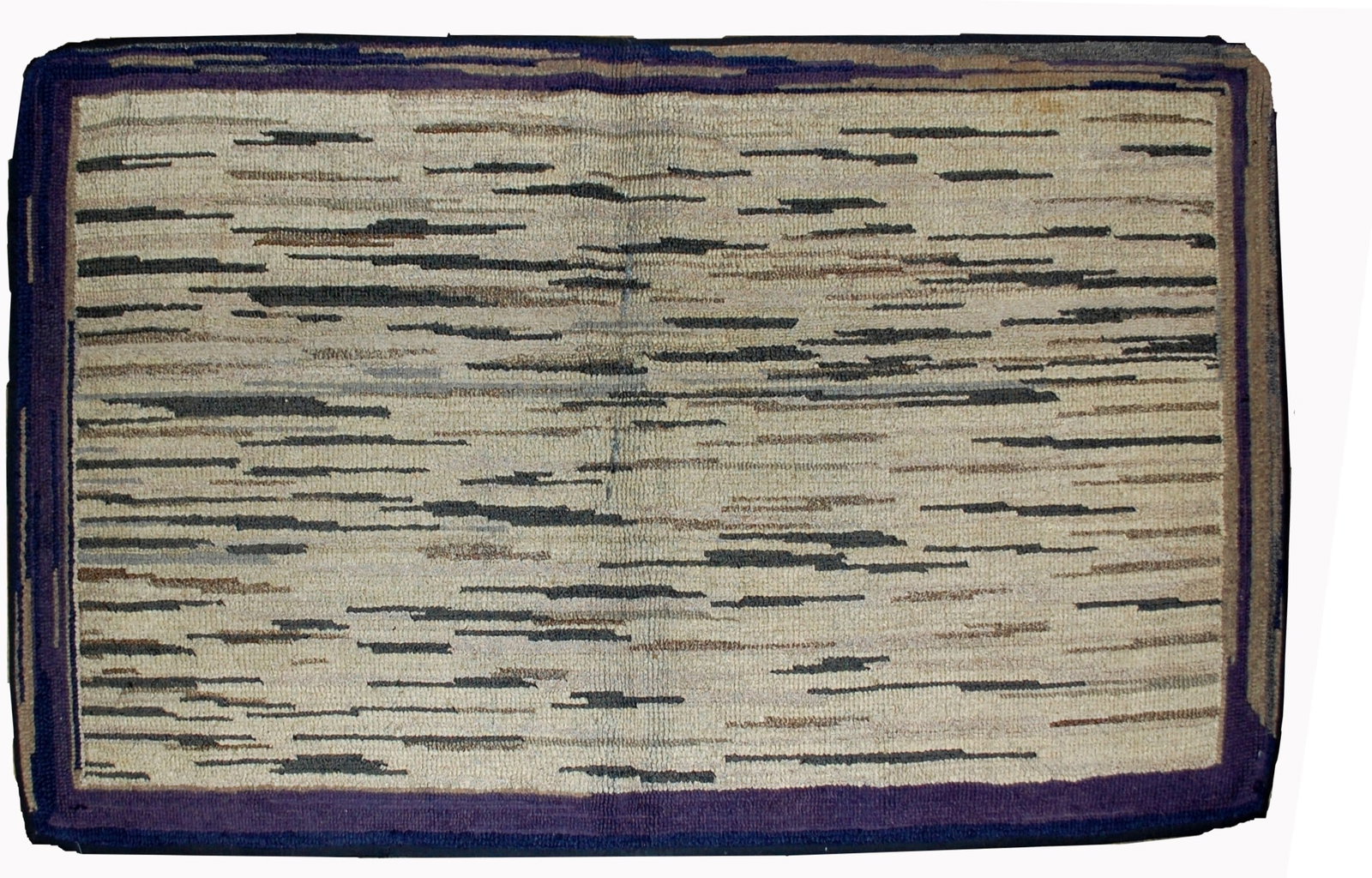 Handmade antique American hooked rug 3.1' x 5.2' ( 94cm x 158cm ) 1900s - 2