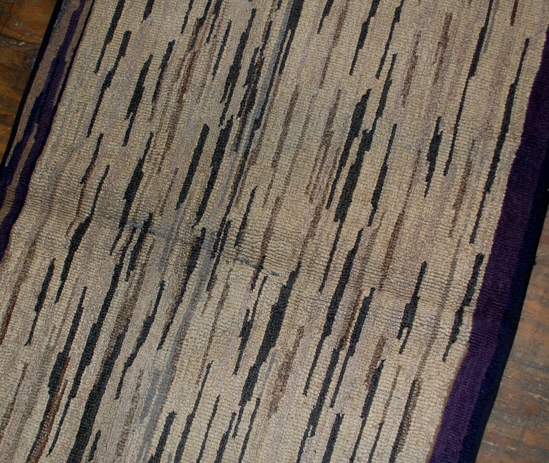 Handmade antique American hooked rug 3.1' x 5.2' ( 94cm x 158cm ) 1900s - 4