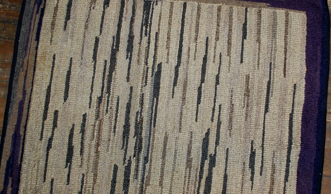 Handmade antique American hooked rug 3.1' x 5.2' ( 94cm x 158cm ) 1900s - 5
