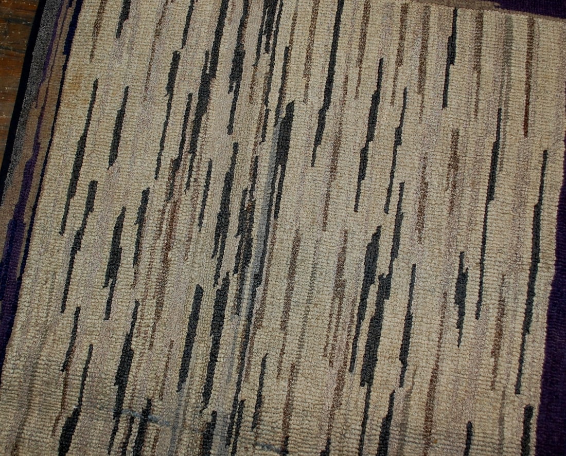 Handmade antique American hooked rug 3.1' x 5.2' ( 94cm x 158cm ) 1900s - 6