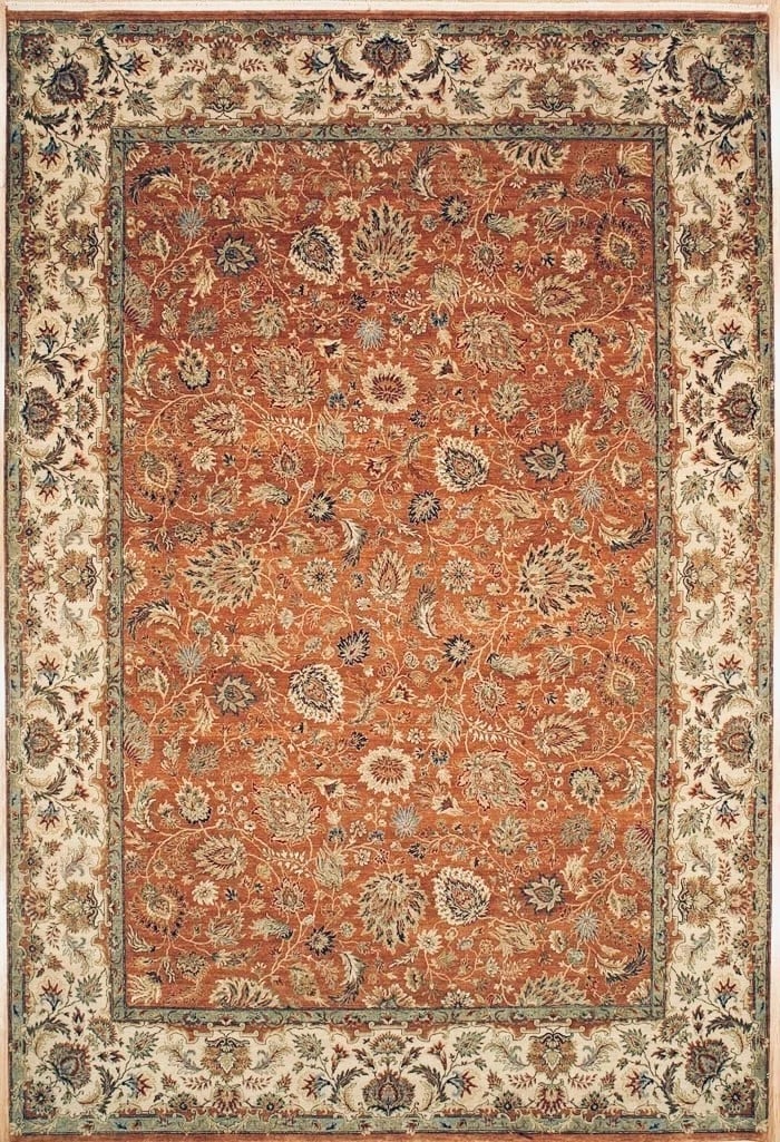 Hand-Knotted Rust Ivory Oriental Area Rug Wool Carpet 10' x 14'11" (1 of 5)