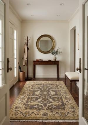 Taupe Floral 4X6 Oushak Oriental Rug - 2