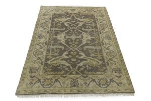 Taupe Floral 4X6 Oushak Oriental Rug - 3