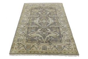 Taupe Floral 4X6 Oushak Oriental Rug - 4
