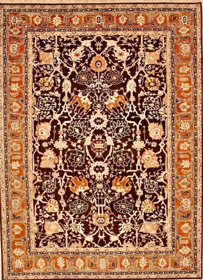 Hand-Knotted Black Geometric Wool Oriental Rug Traditional Carpet 10'1" x 14'3": Title:Hand Knotted Indo-Heriz Black Wool Geometric Oriental Area Rug 10'1" x 14'3" Description:• Rug Number: 74472 • Country of Origin: India • Style, Design: Persian Heriz, Geometric, 