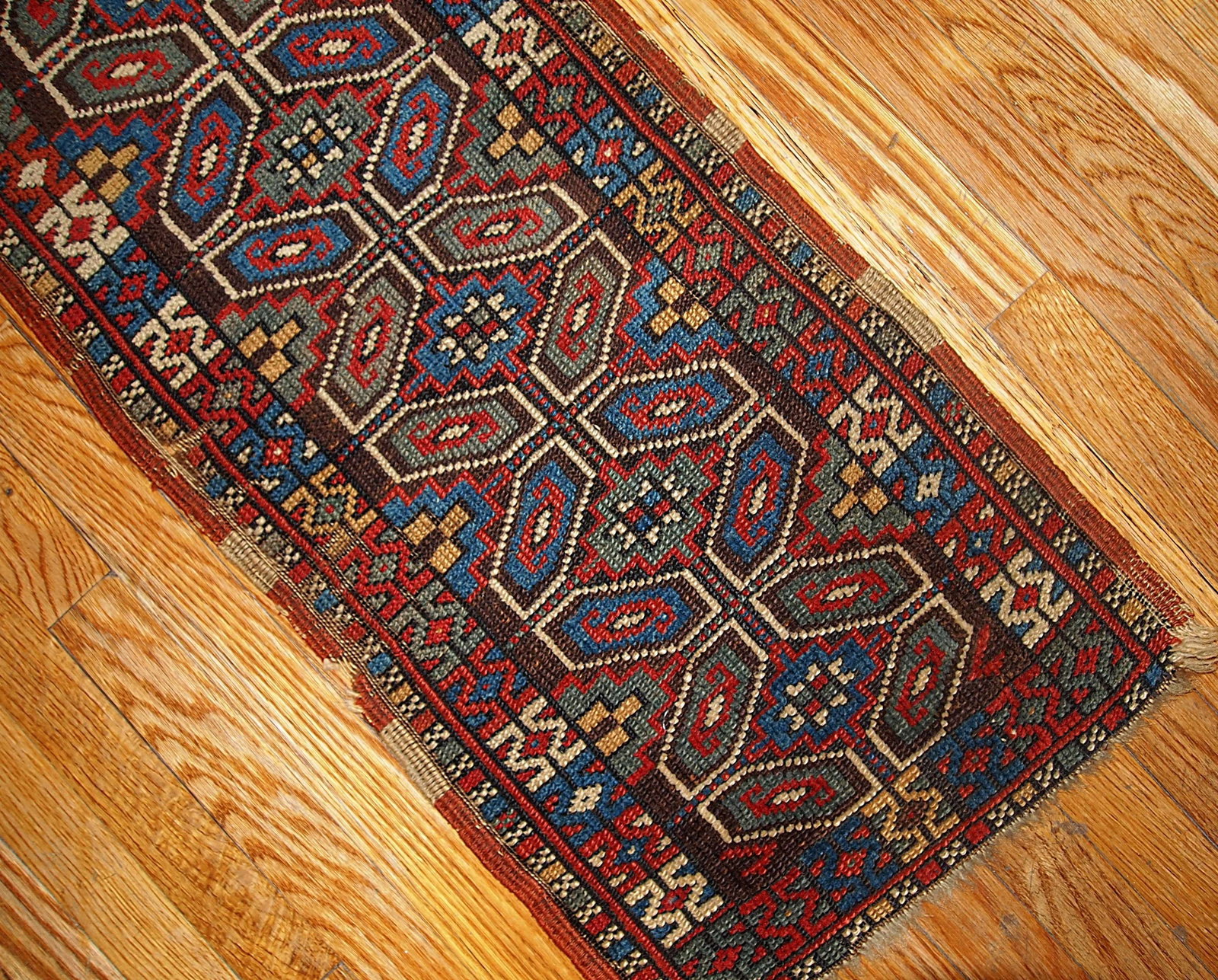 Handmade antique collectible Turkish Yastik rug 1.5' x 3' ( 45cm x 91cm ) 1880s - 4