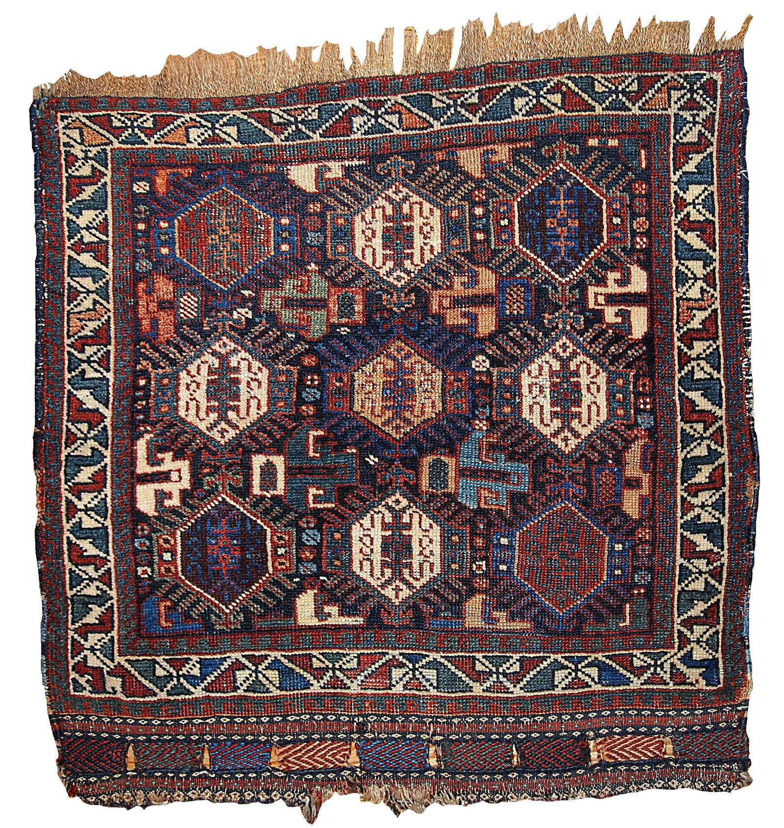 Handmade antique collectible Persian Khamseh bag face 1.9' x 1.11' ( 58cm x 67cm ) 1880s (1 of 4)