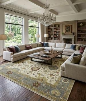 Cream Floral Osh Chobi 12X15 Peshawar Oriental Rug - 2