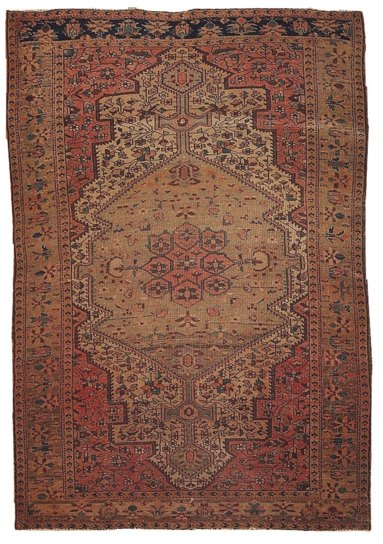 Handmade antique Persian Farahan rug 4.3' x 6.7' (131cm x 204cm) 1910s (1 of 7)