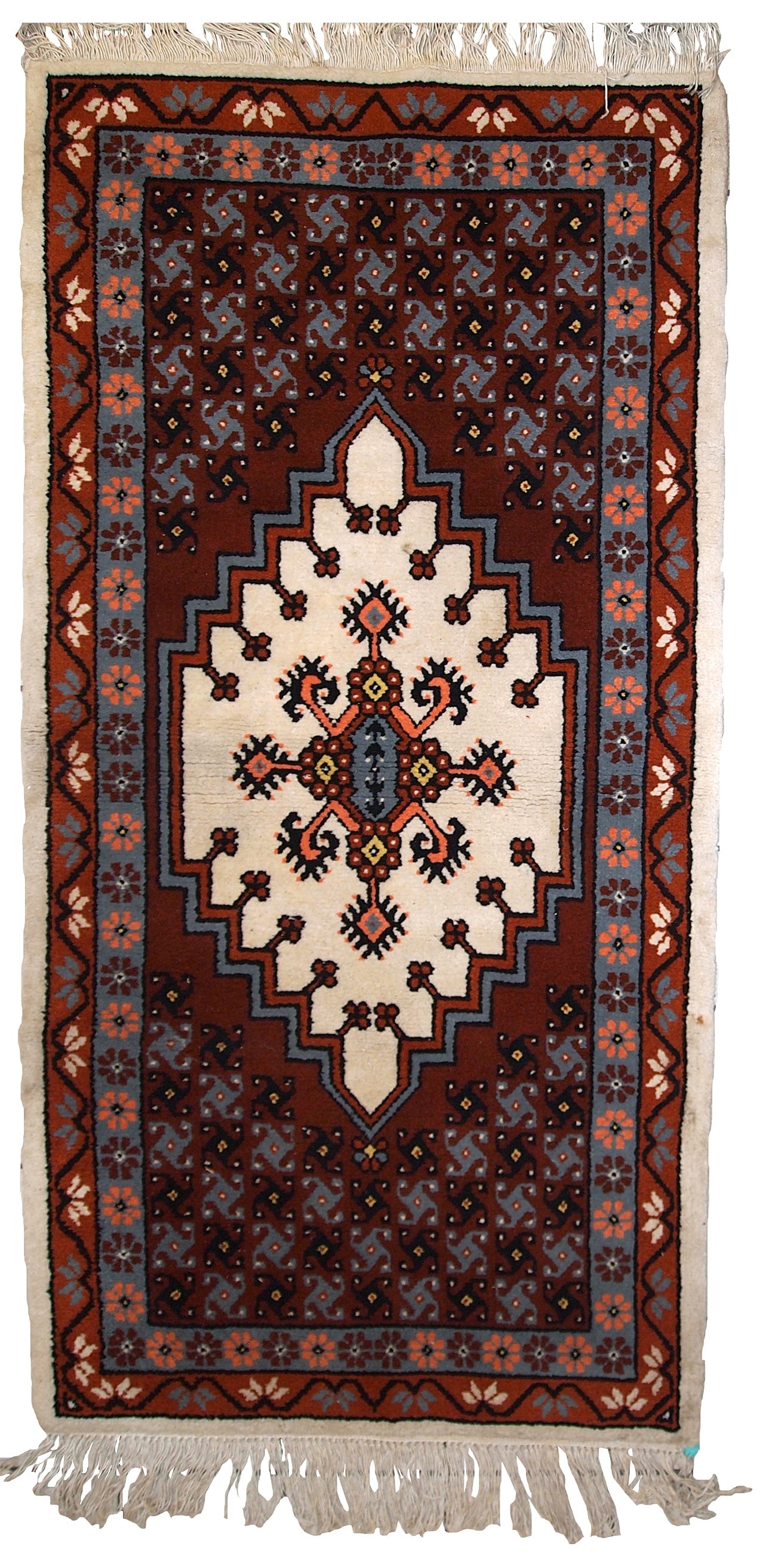 Handmade vintage Moroccan Berber rug 2.6' x 5.6' (81cm x 170cm) 1970s (1 of 11)