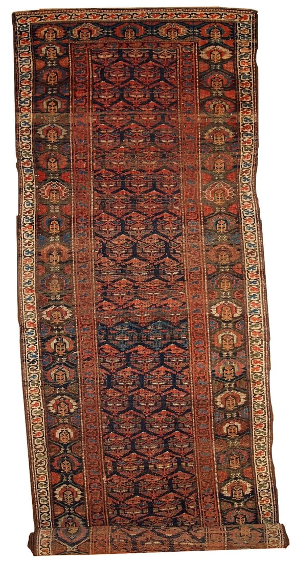 Handmade antique Persian Kurdish runner 3.3' x 11.7' ( 100cm x 356cm ) 1900s: Title: Handmade antique Persian Kurdish runner 3.3' x 11.7' ( 100cm x 356cm ) 1900s Origin:Persia Dimensions: 3.3' x 11.7' ( 100cm x 356cm ) Materials:wool Year:1900s Description:Antique hand made Per