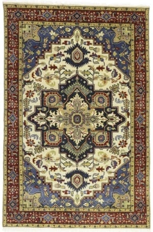 Cream Geometric 6X9 Heriz Serapi Oriental Rug (1 of 17)