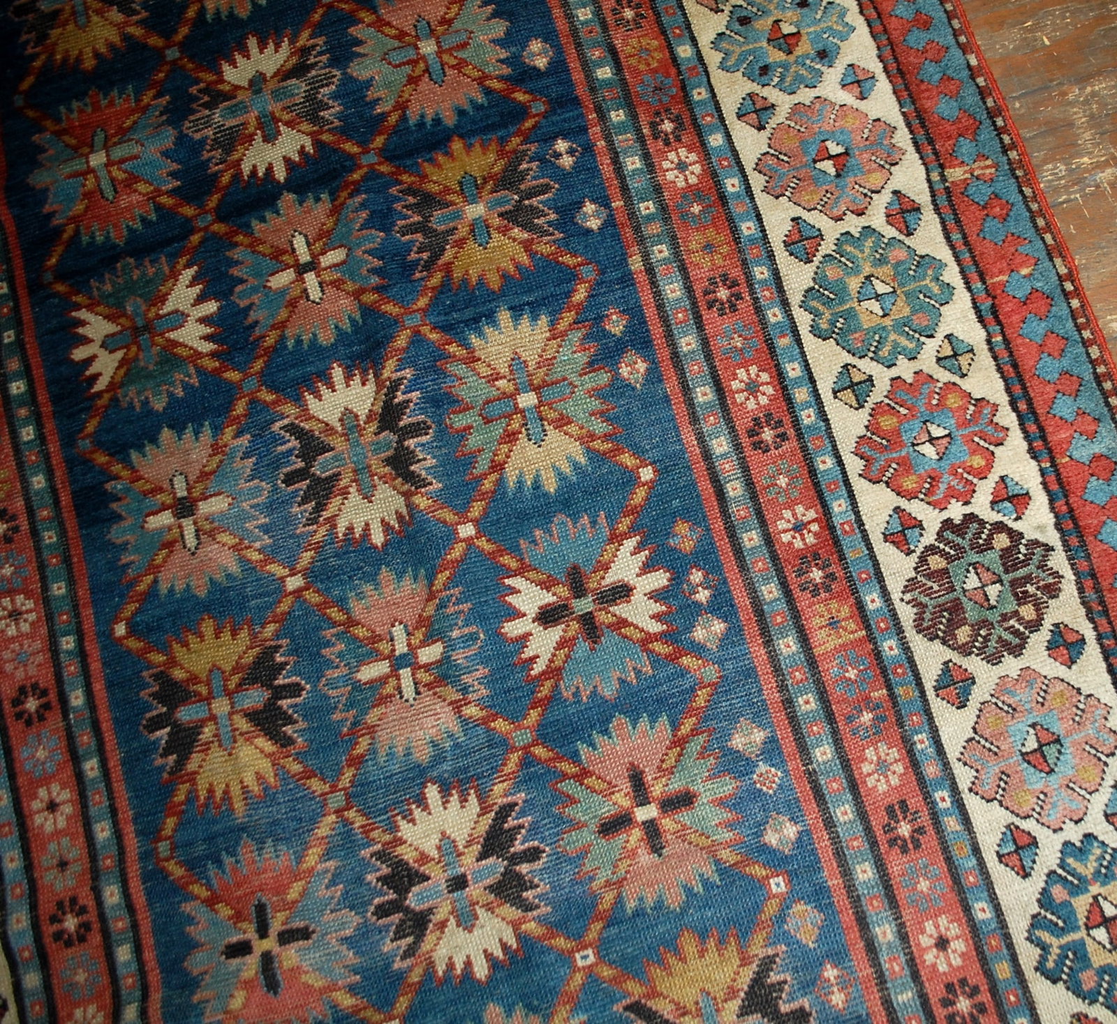 Handmade antique Caucasian Talish rug 4.3' x 8.9' ( 131cm x 271cm ) 1880s - 7