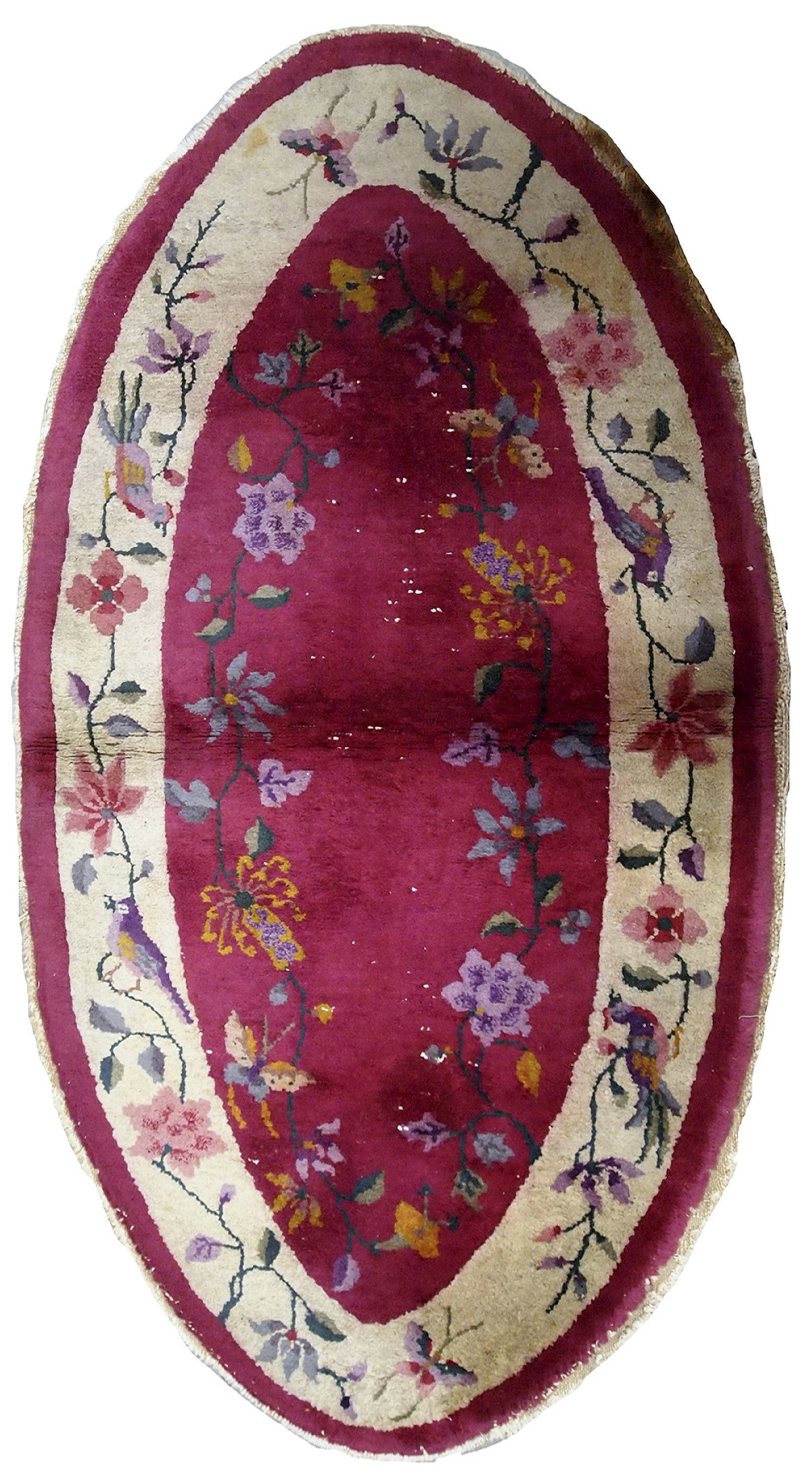 Handmade antique art deco Chinese rug 2.7' x 4.10' ( 79cm x 147cm) 1920s: Title: Handmade antique art deco Chinese rug 2.7' x 4.10' ( 79cm x 147cm) 1920s Origin:China Dimensions: 2.7' x 4.10' (79cm x 147cm) Materials:wool Year:1920s Description:Antique Art Deco Chinese rug