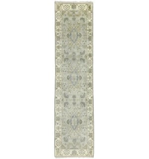 Light Gray Floral 3X10 Oushak Chobi Oriental Runner Rug (1 of 16)