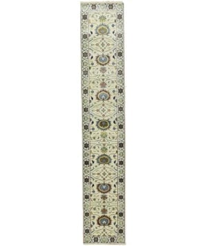 Cream Floral 2'5X13'7 Osh Chobi Peshawar Oriental Runner Rug: Title:Cream Floral 2'5X13'7 Osh Chobi Peshawar Oriental Runner Rug Description:Handmade 2'5X13'7 Cream oriental runner made with vegetable dyes (fine wool pile and cotton foundation), superior knot co