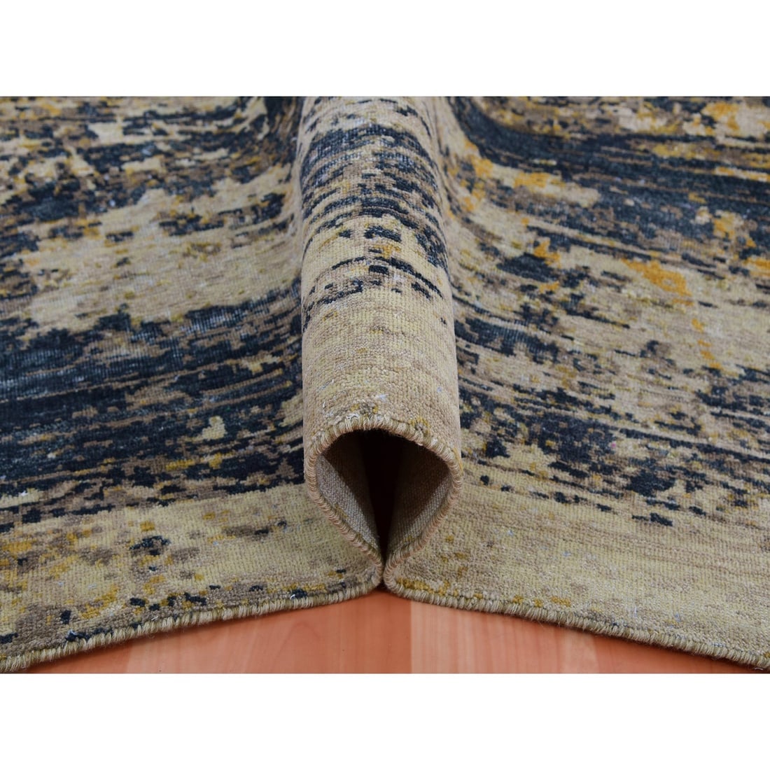 Cosmic Latte Beige Dragon Design Wool Hand Knotted Oriental Rug - 6