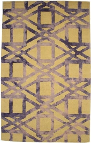 Buff & Purple Geometric 5X8 Hand-Tufted Modern Rug (1 of 9)