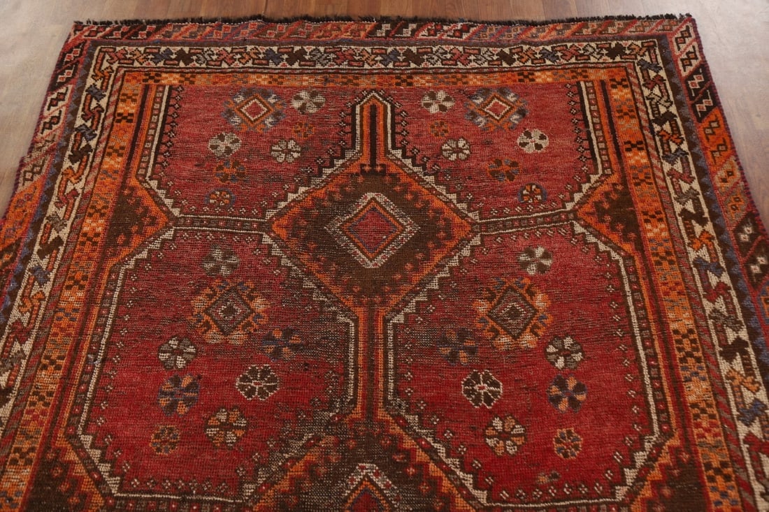 Pre-1900 Vegetable Dye Qashqai Persian Area Rug 5x8 - 10