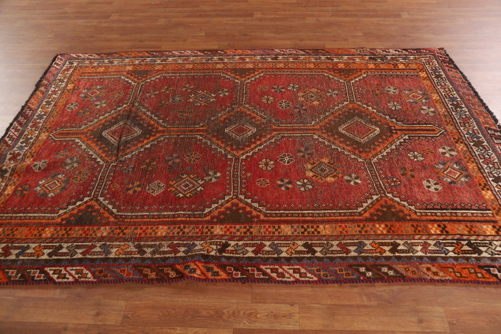 Pre-1900 Vegetable Dye Qashqai Persian Area Rug 5x8 - 12