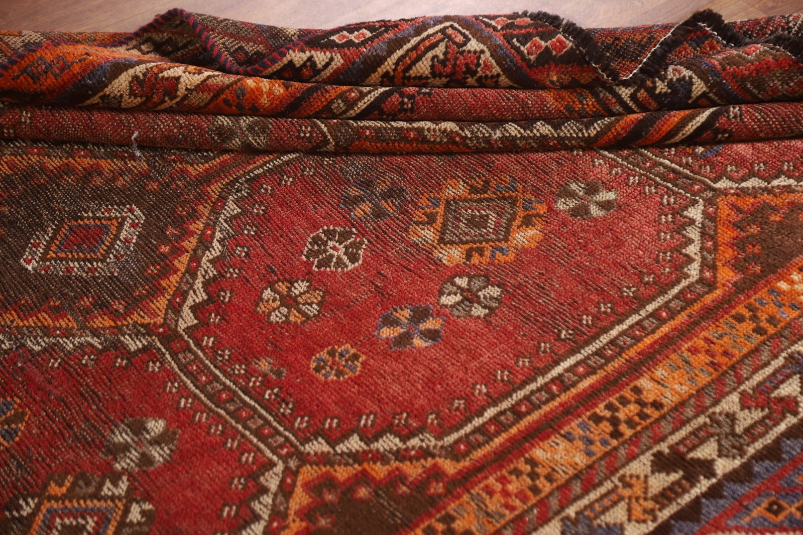 Pre-1900 Vegetable Dye Qashqai Persian Area Rug 5x8 - 14