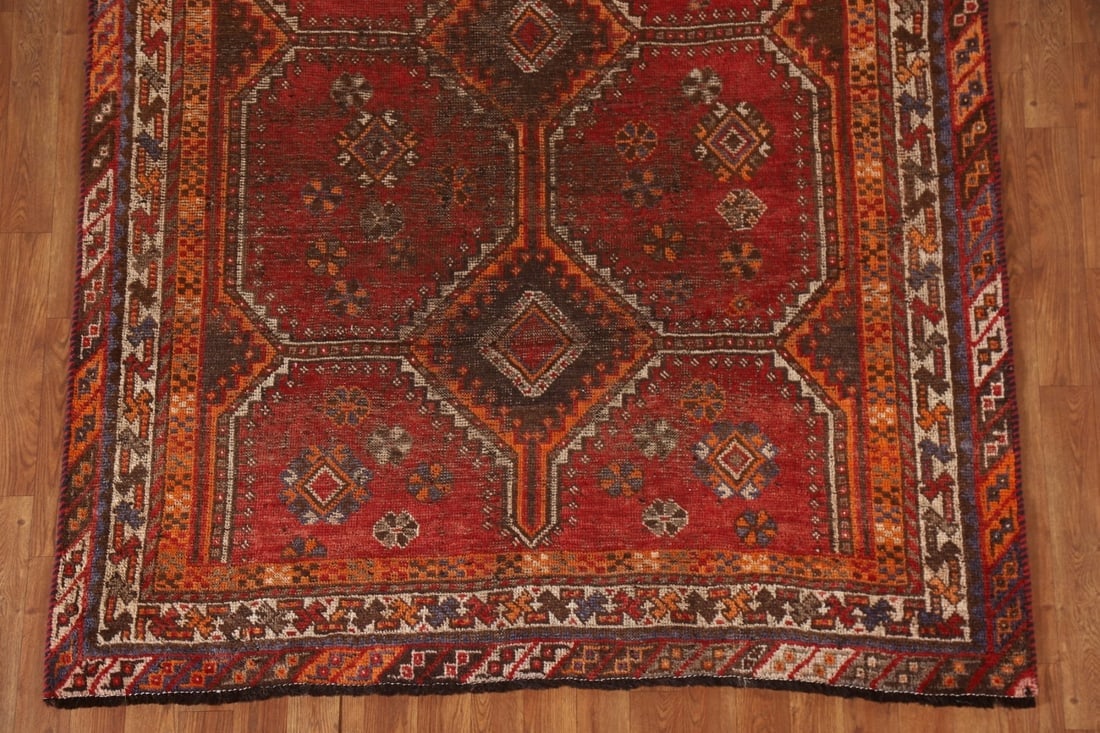 Pre-1900 Vegetable Dye Qashqai Persian Area Rug 5x8 - 4