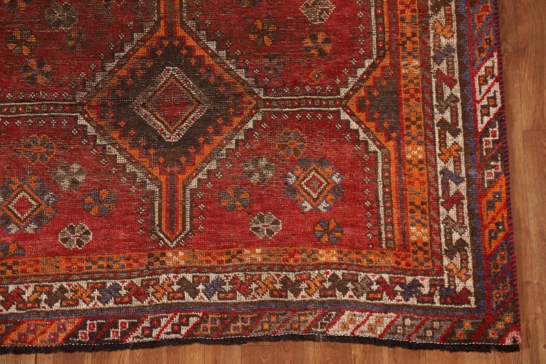 Pre-1900 Vegetable Dye Qashqai Persian Area Rug 5x8 - 5