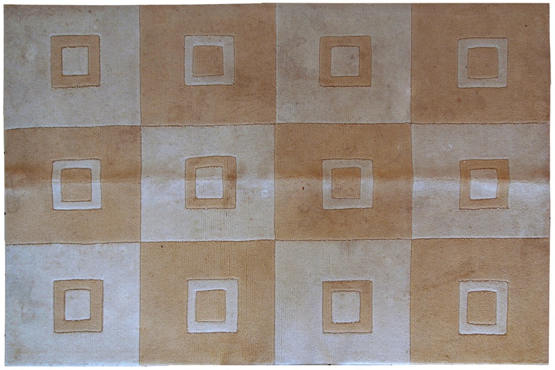 Handmade vintage Chinese Modern rug 3.9' x 5.9' (120cm x 180cm) 1980s (1 of 9)