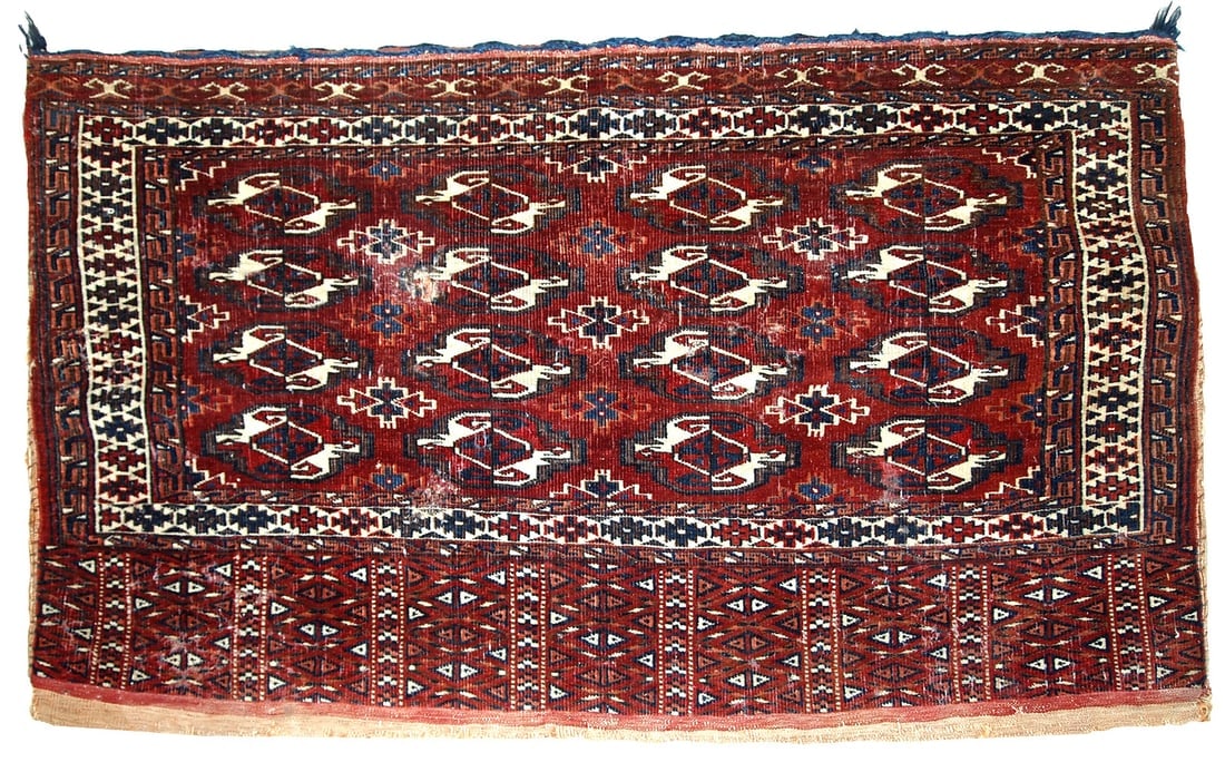 Handmade antique Turkmen Yomud torba bag 2.2' x 3.8' (70cm x 118cm) 1900s: Title: Handmade antique Turkmen Yomud torba bag 2.2' x 3.8' (70cm x 118cm) 1900s Origin:Turkmen Dimensions: 2.2' x 3.8' (70cm x 118cm) Materials:wool Year:1900s Description:Handmade antique collectibl