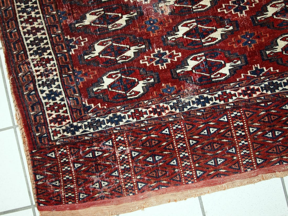 Handmade antique Turkmen Yomud torba bag 2.2' x 3.8' (70cm x 118cm) 1900s - 3
