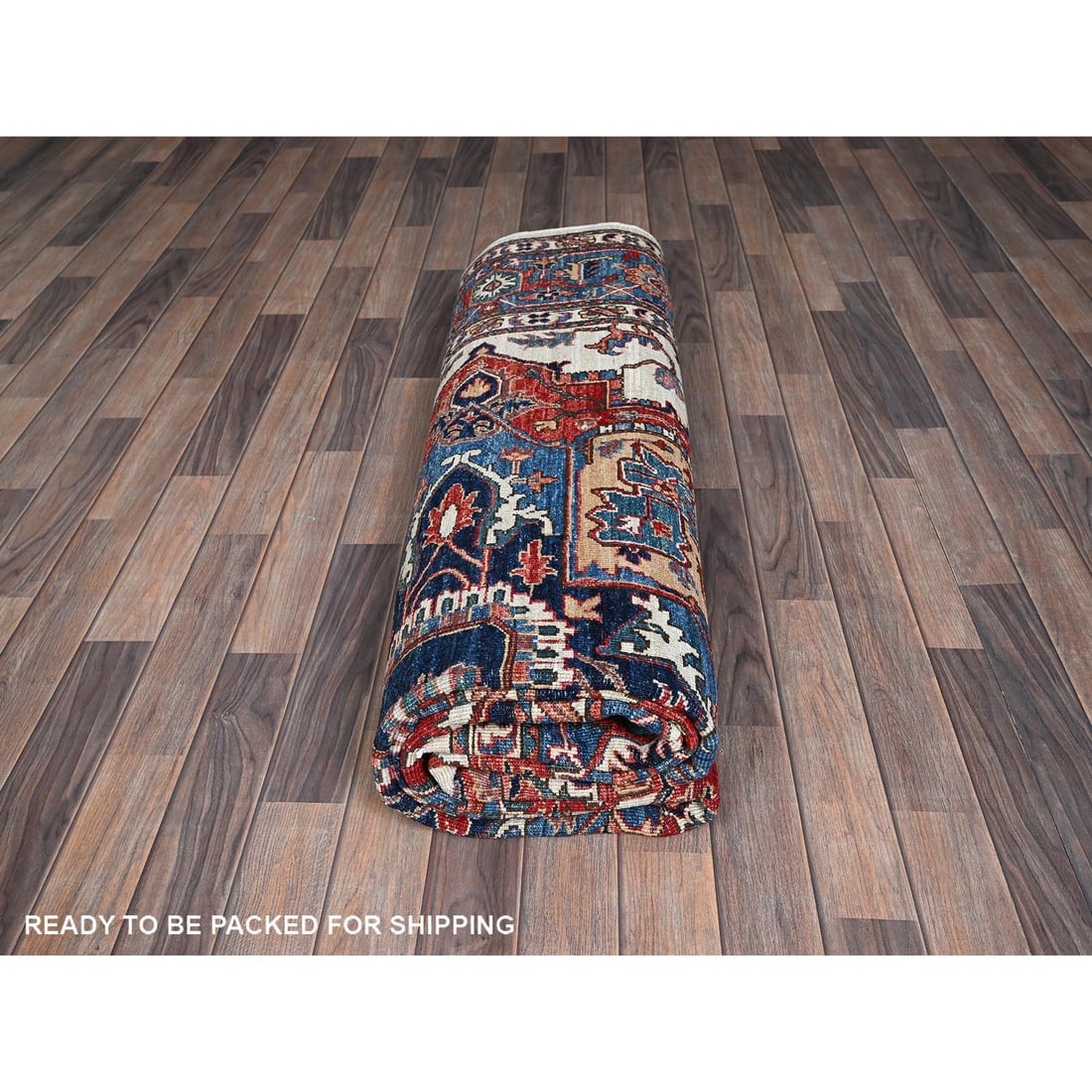 Chiffon White Aryana Grade Serapi Heriz Hand Knotted Wool Oriental Rug - 9