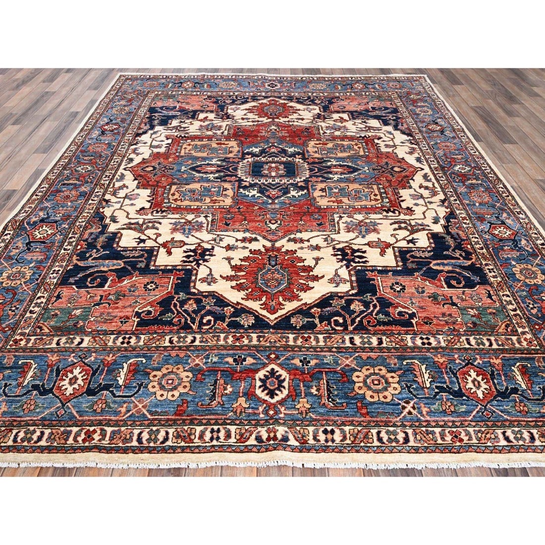 Chiffon White Aryana Grade Serapi Heriz Hand Knotted Wool Oriental Rug - 2