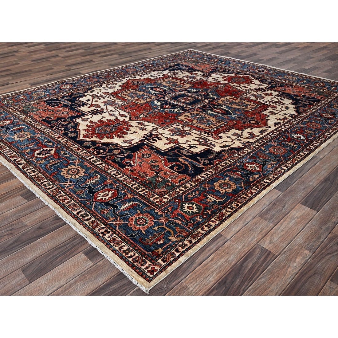 Chiffon White Aryana Grade Serapi Heriz Hand Knotted Wool Oriental Rug - 3