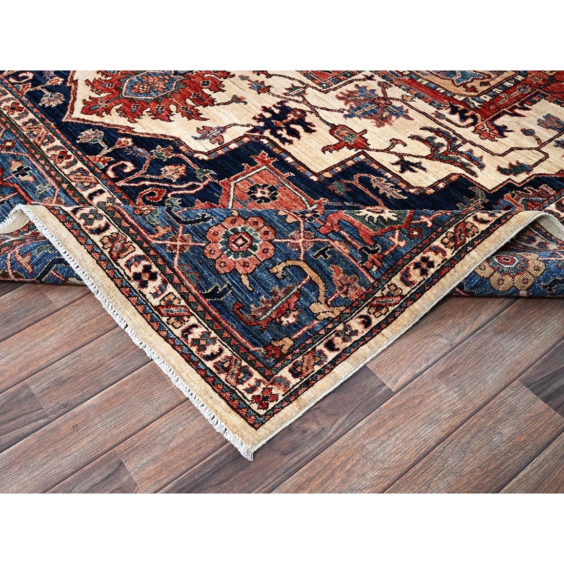 Chiffon White Aryana Grade Serapi Heriz Hand Knotted Wool Oriental Rug - 6