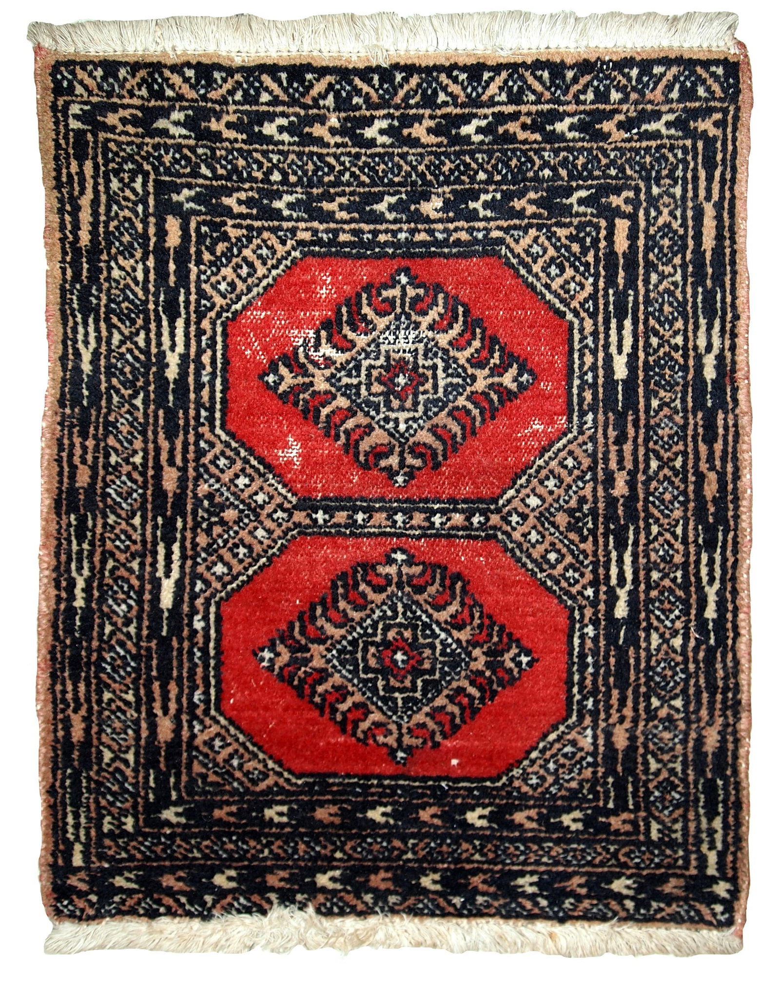 Handmade vintage Pakistani Lahore distressed rug 1.4' x 1.9' (45cm x 58cm) 1970s: Title: Handmade vintage Pakistani Lahore distressed rug 1.4' x 1.9' (45cm x 58cm) 1970s Origin:Pakistan Dimensions: 1.4' x 1.9' (45cm x 58cm) Materials:wool Year:1970s Description:Vintage rug from