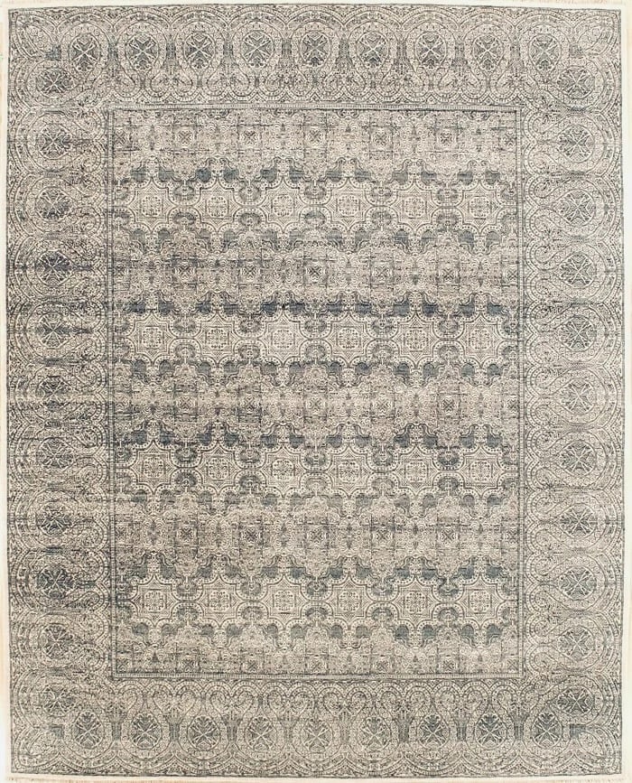 Hand-Knotted Khotan Beige Gray Oriental Area Rug Carpet 8'1" x 10'1": Title:Hand Knotted Indo-Khotan Geometric Oriental Area Rug Carpet 8'1" x 10'1" Description:• Rug Number: 79969 • Country of Origin: India • Style, Design: Khotan, Geometric, All-Over