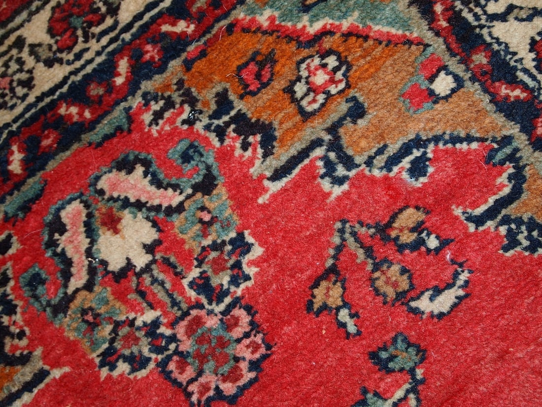 Handmade vintage Persian Hamadan runner 2.6' x 6.3' (81cm x 194cm) 1960s - 3