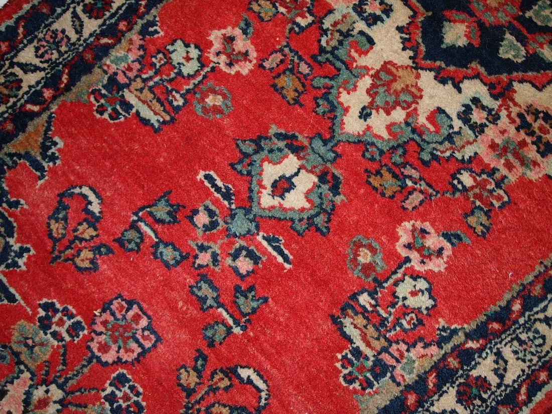Handmade vintage Persian Hamadan runner 2.6' x 6.3' (81cm x 194cm) 1960s - 6