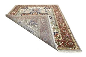 Light Gray Geometric 9X12 Heriz Serapi Oriental Rug - 18
