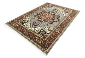 Light Gray Geometric 9X12 Heriz Serapi Oriental Rug - 5