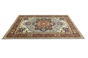 Light Gray Geometric 9X12 Heriz Serapi Oriental Rug - 6