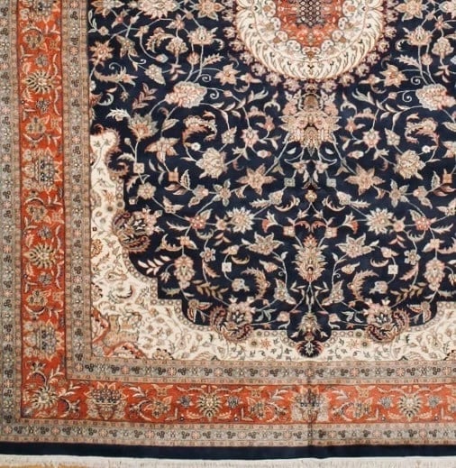 Hand-Knotted Sarouk Navy Wool Traditional Oriental Area Rug Carpet 12' x 17'3" - 5