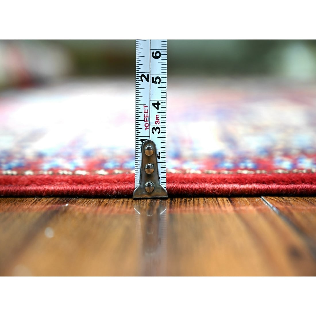 Scarlet Red Shirvan Weave Afghan Super Kazak Wool Hand Knotted Rug - 5