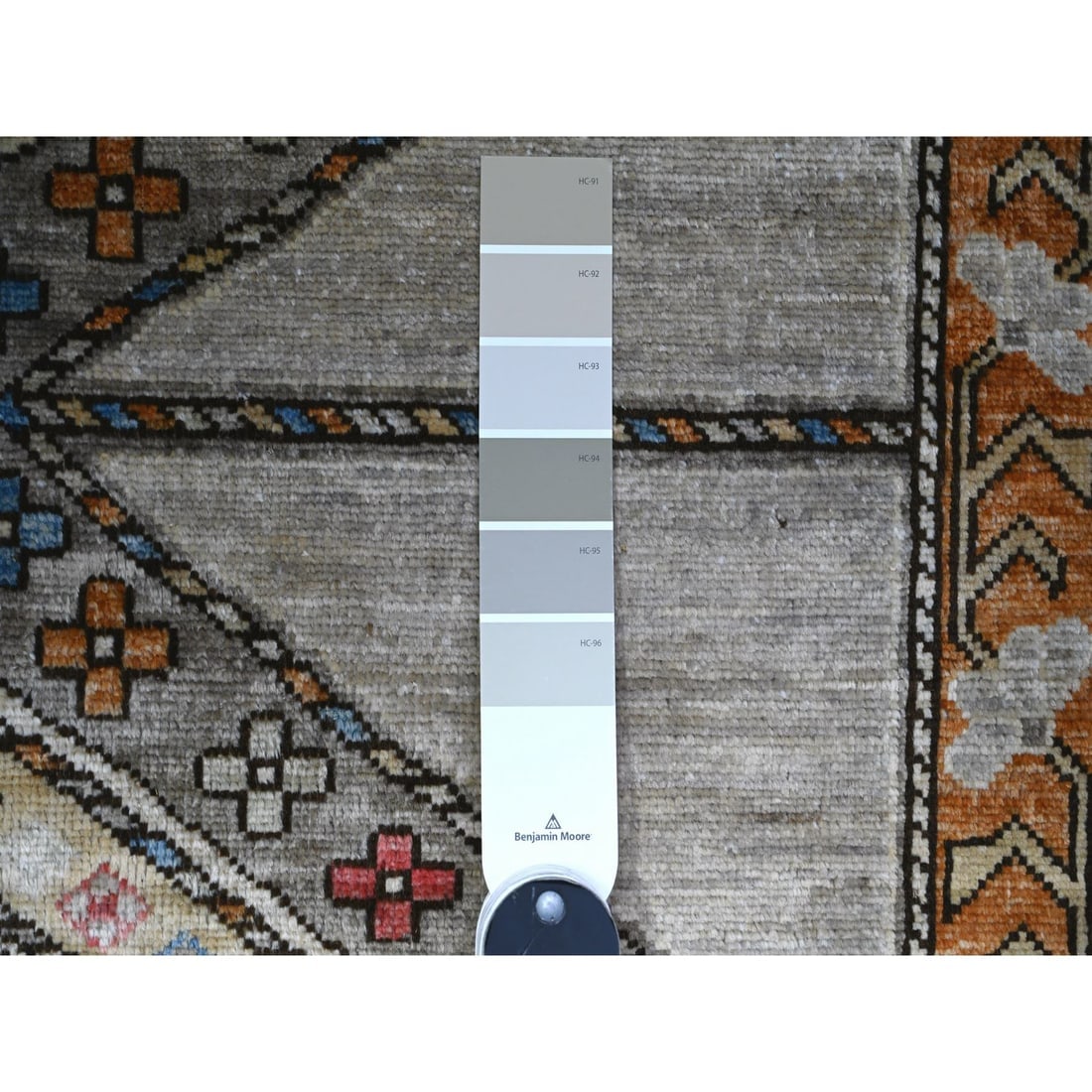 Cloud Gray Hand Knotted Afghan Ersari Wide Runner Oriental Rug - 3