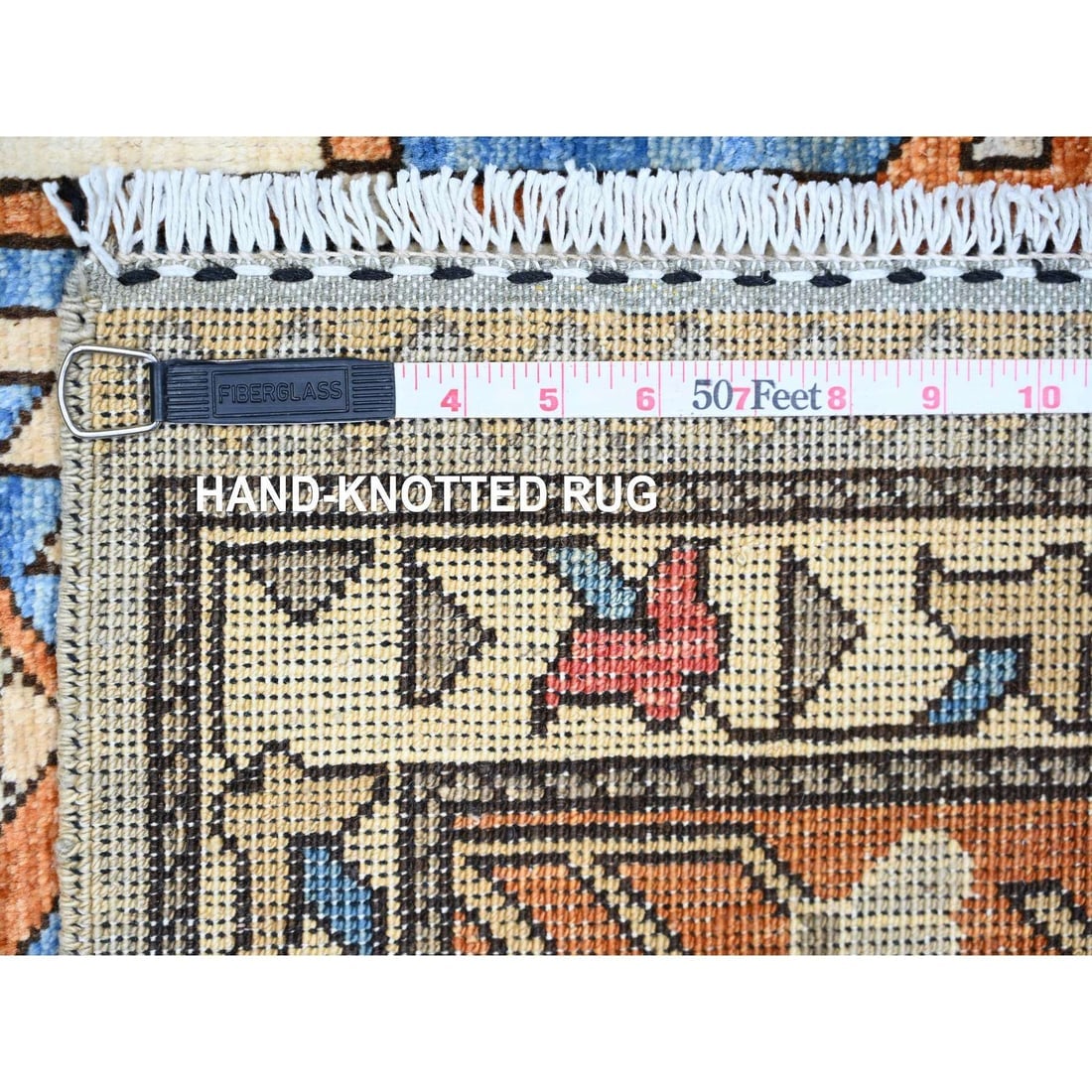 Cloud Gray Hand Knotted Afghan Ersari Wide Runner Oriental Rug - 6
